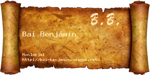 Bai Benjámin névjegykártya